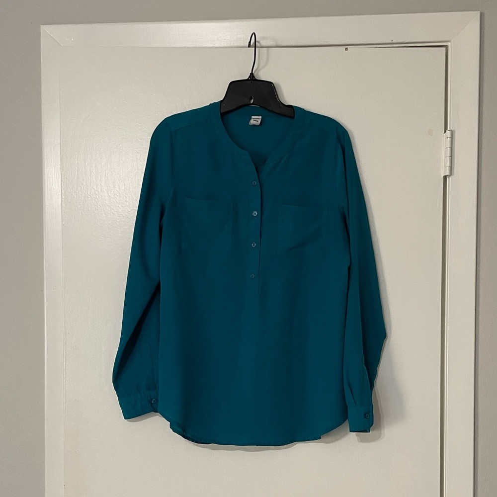 Dark turquoise old navy long sleeve blouse